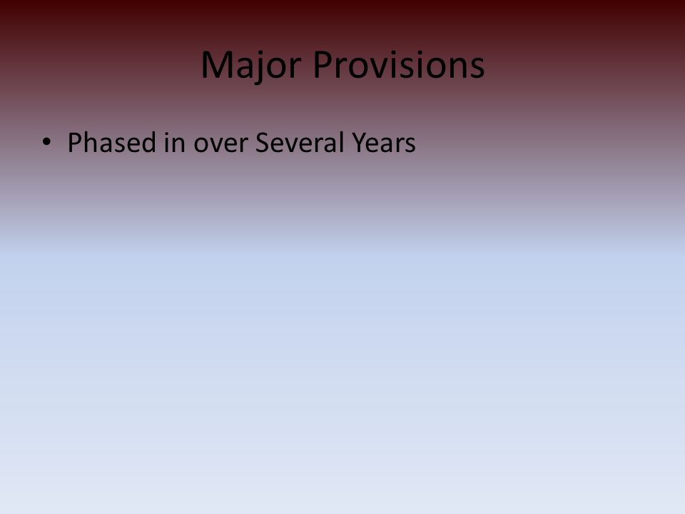 Major Provisions Phased in over Several Years