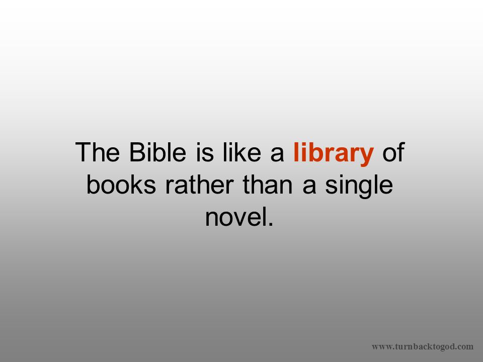 The Bible is like a library of books rather than a single novel.