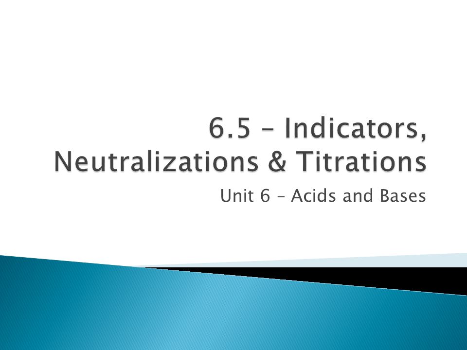 Unit 6 – Acids and Bases