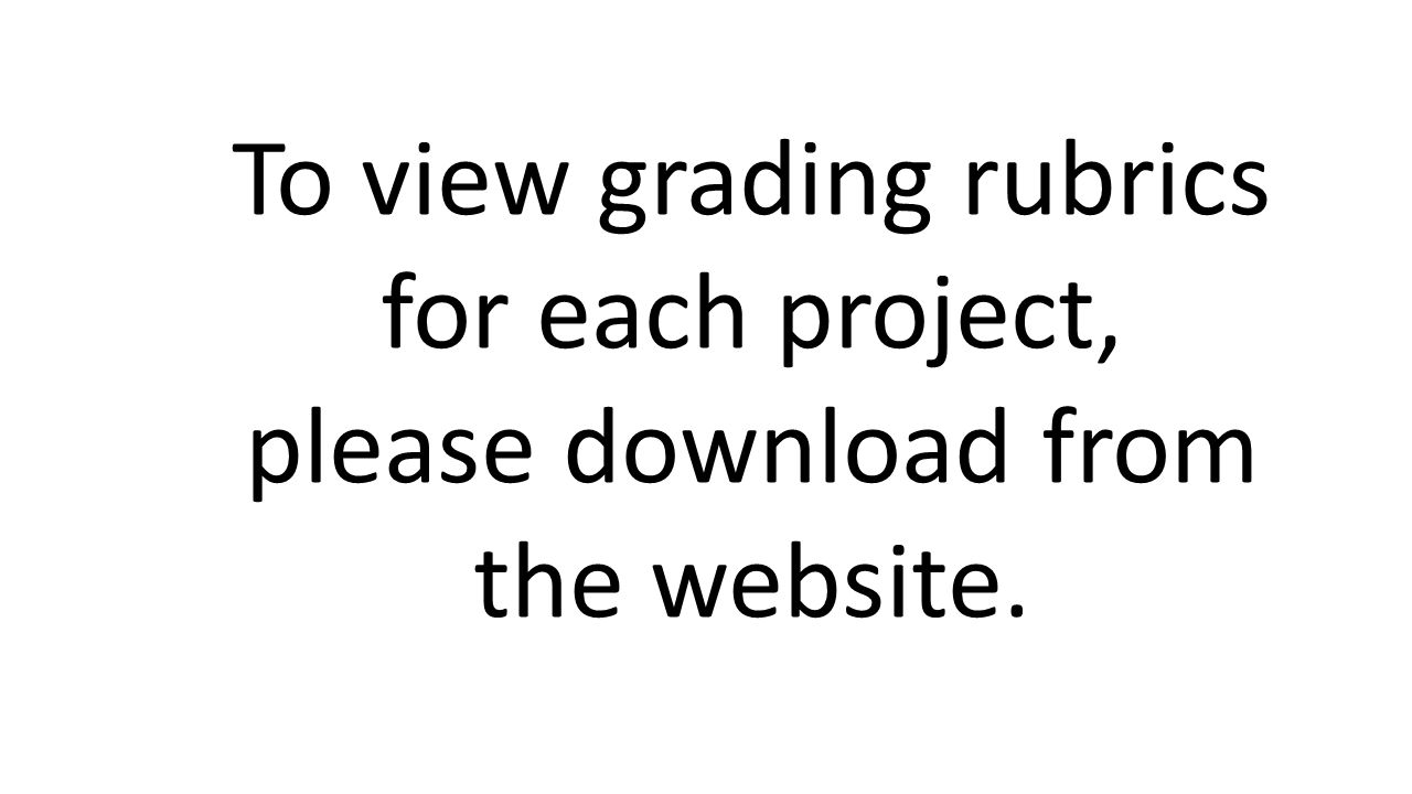 To view grading rubrics for each project, please download from the website.
