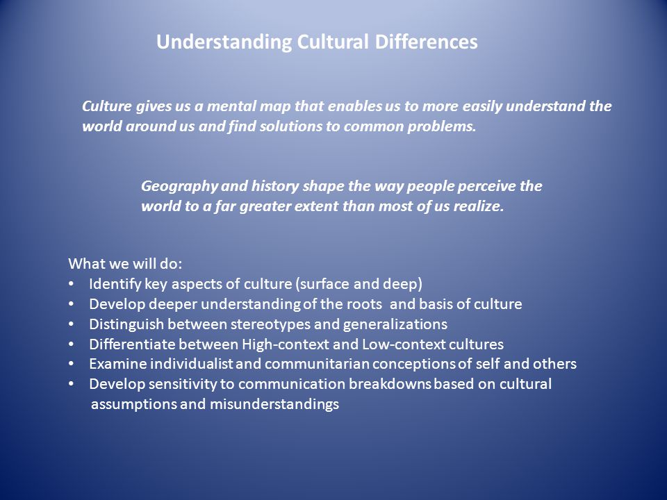 Understanding cultures