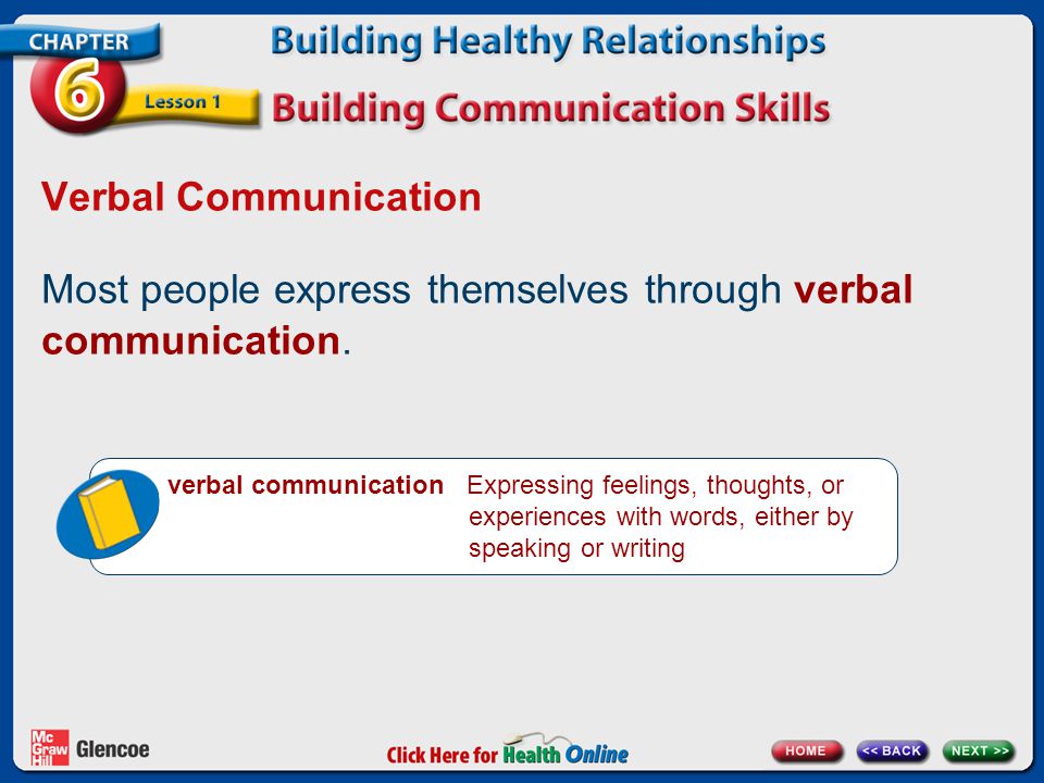 Verbal Communication Most people express themselves through verbal communication.
