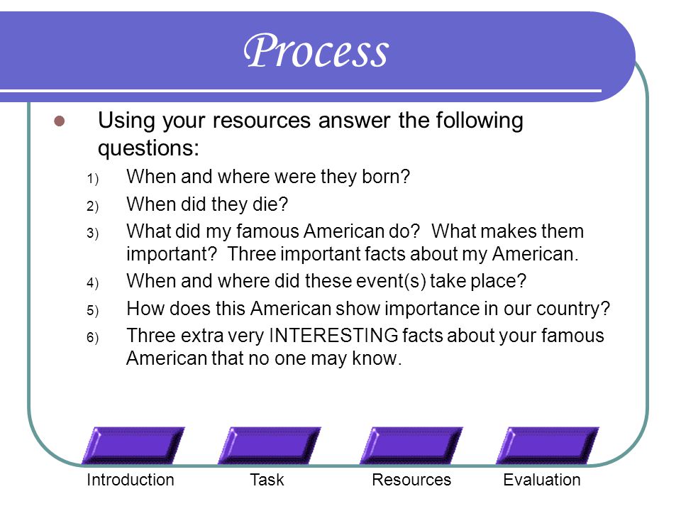 Using your resources answer the following questions: 1) When and where were they born.
