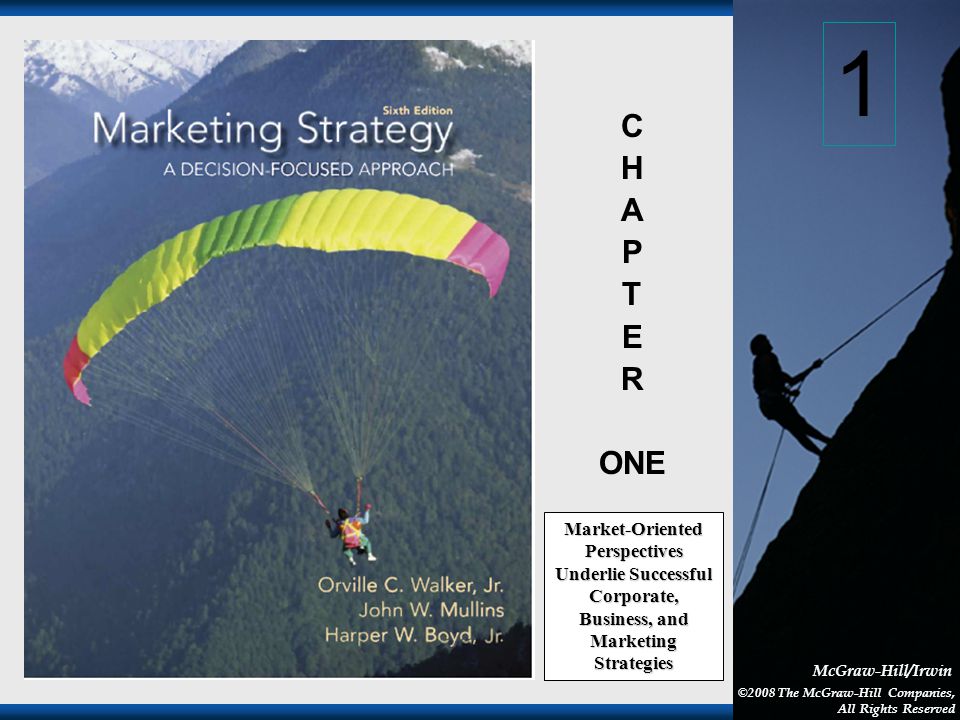 1-1 McGraw-Hill/Irwin ©2008 The McGraw-Hill Companies, All Rights Reserved C H A P T E R ONE Market-Oriented Perspectives Underlie Successful Corporate, Business, and Marketing Strategies 1