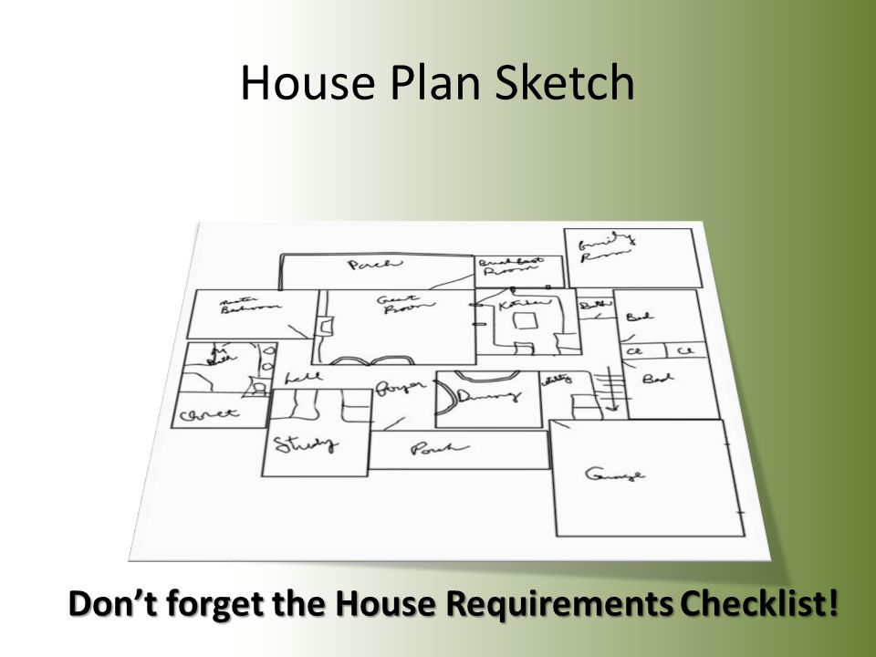 House Plan Sketch Don’t forget the House Requirements Checklist!