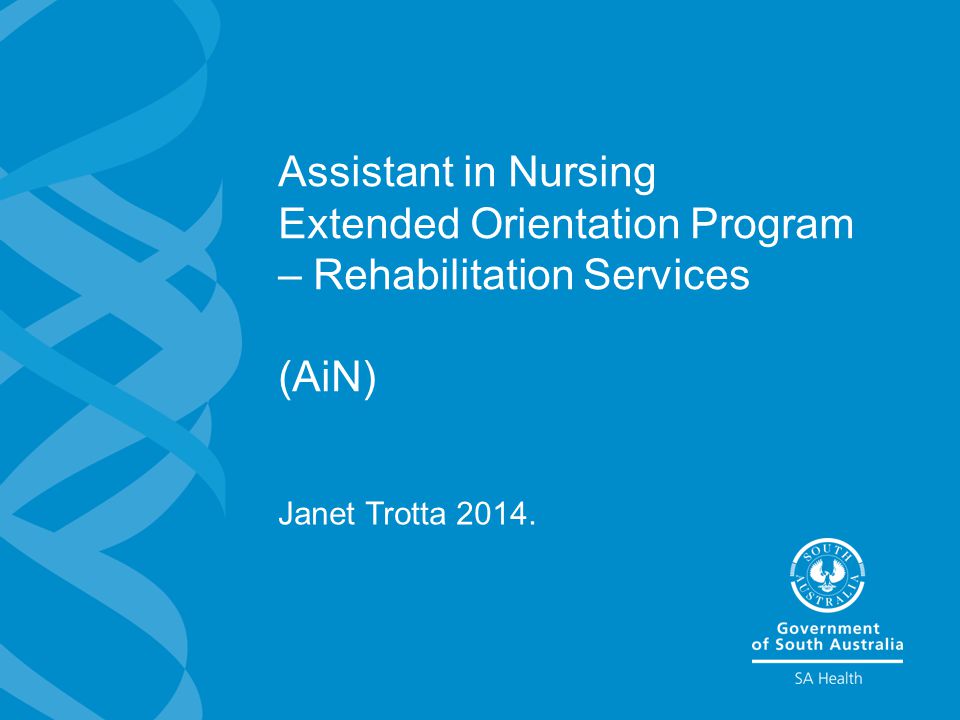 Assistant in Nursing Extended Orientation Program – Rehabilitation Services (AiN) Janet Trotta 2014.