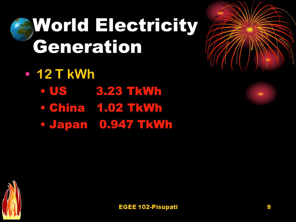 EGEE 102-Pisupati8 World Energy Use, 1999 (Quads) FuelQUADS Petroleum (74 M bbs/day152 N.