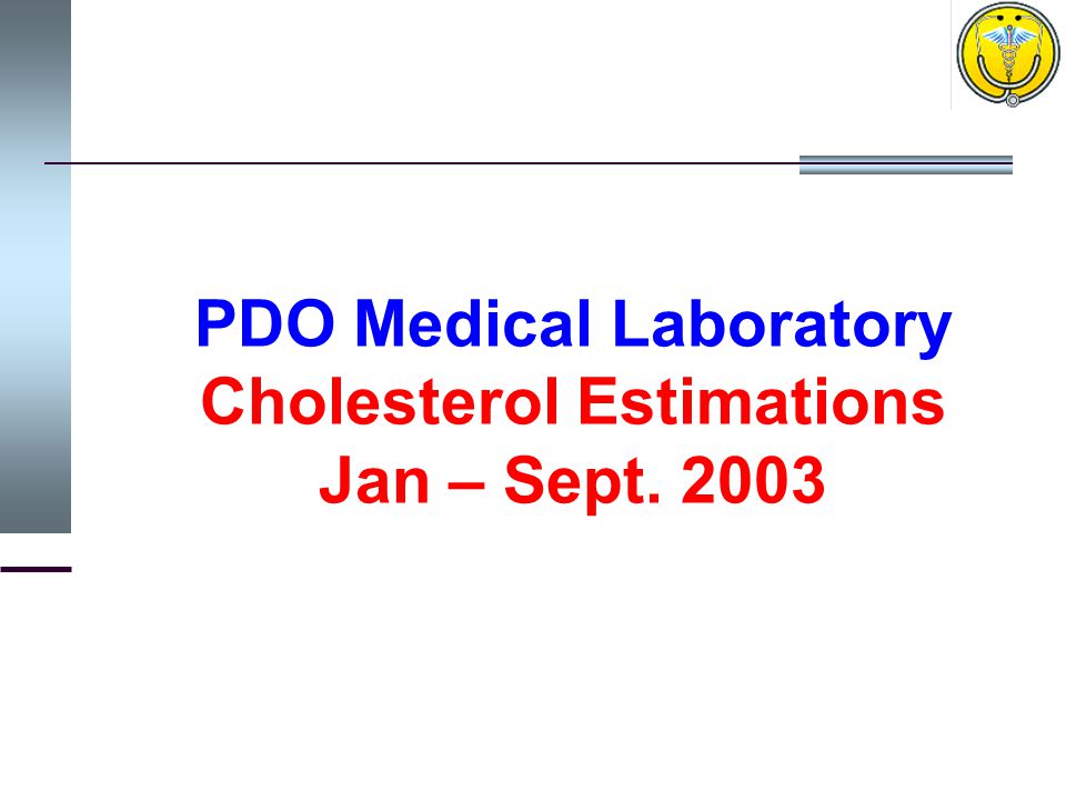 PDO Medical Laboratory Cholesterol Estimations Jan – Sept. 2003