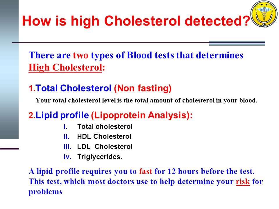 How is high Cholesterol detected. 1.