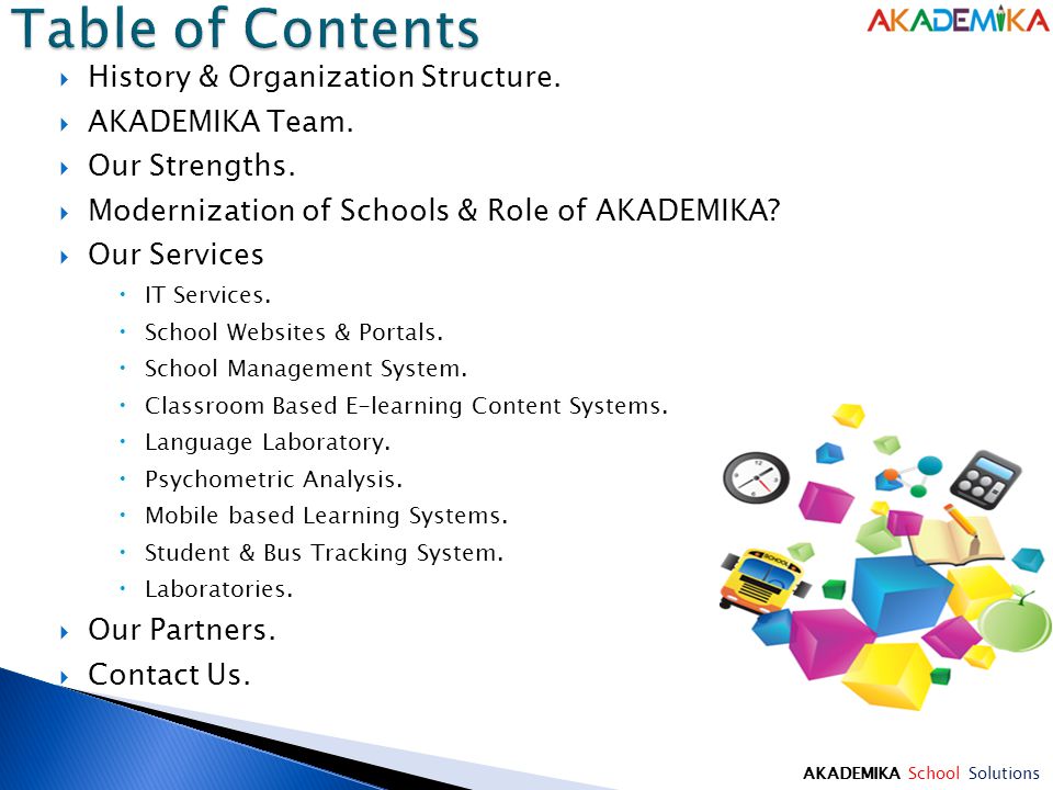  History & Organization Structure.  AKADEMIKA Team.