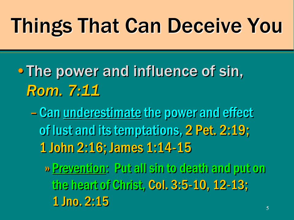 5 The power and influence of sin, Rom.