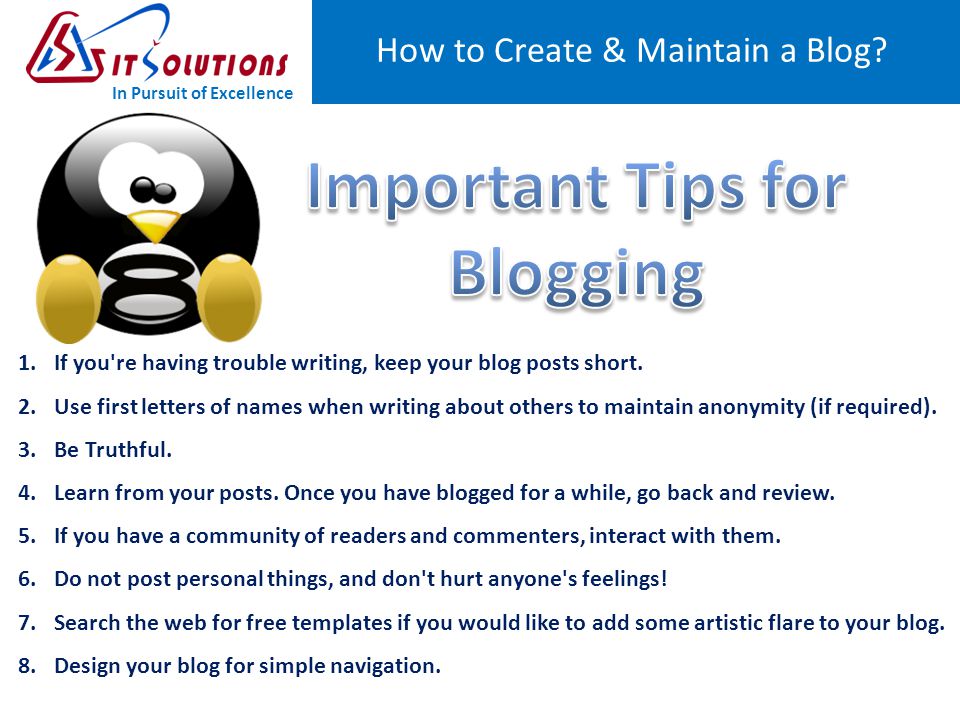 SAG IT Solutions How to Create & Maintain a Blog.