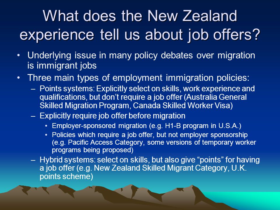 What does the New Zealand experience tell us about job offers.