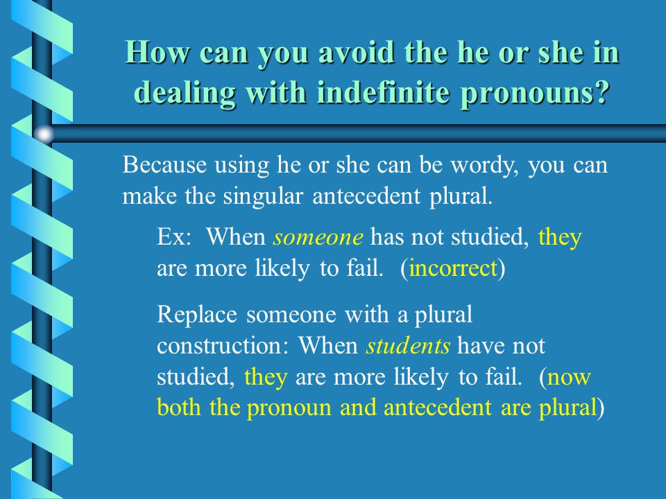 How should you approach indefinite pronouns.