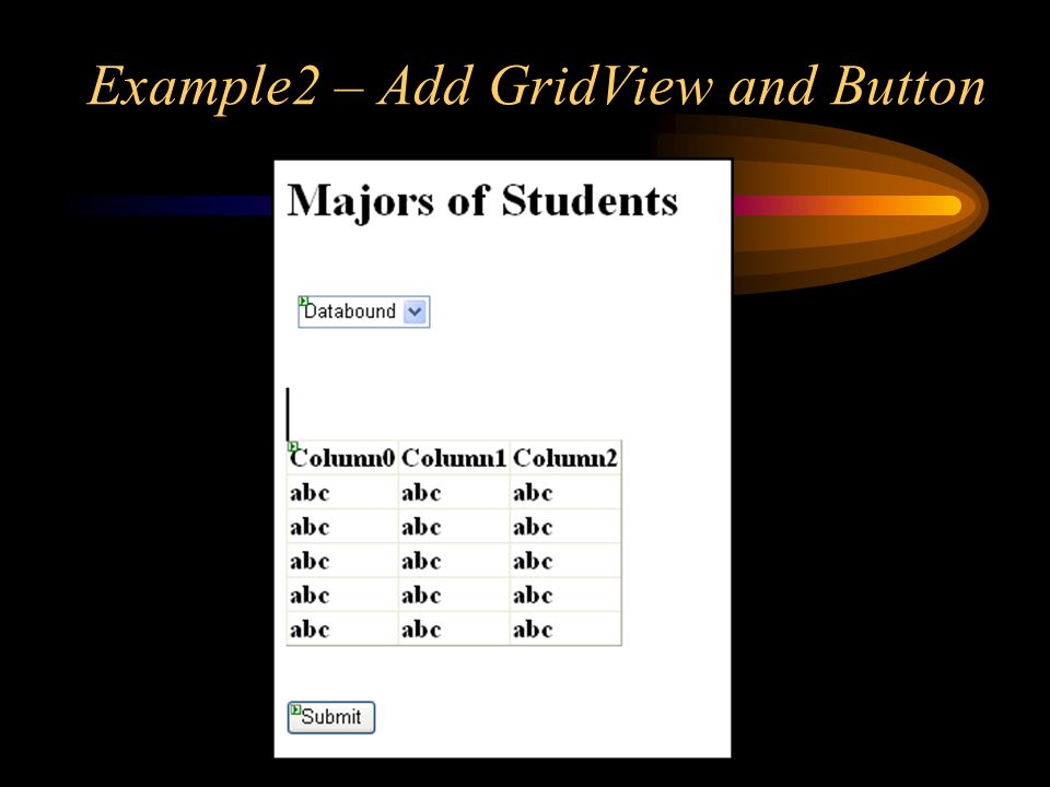 Example2 – Add GridView and Button