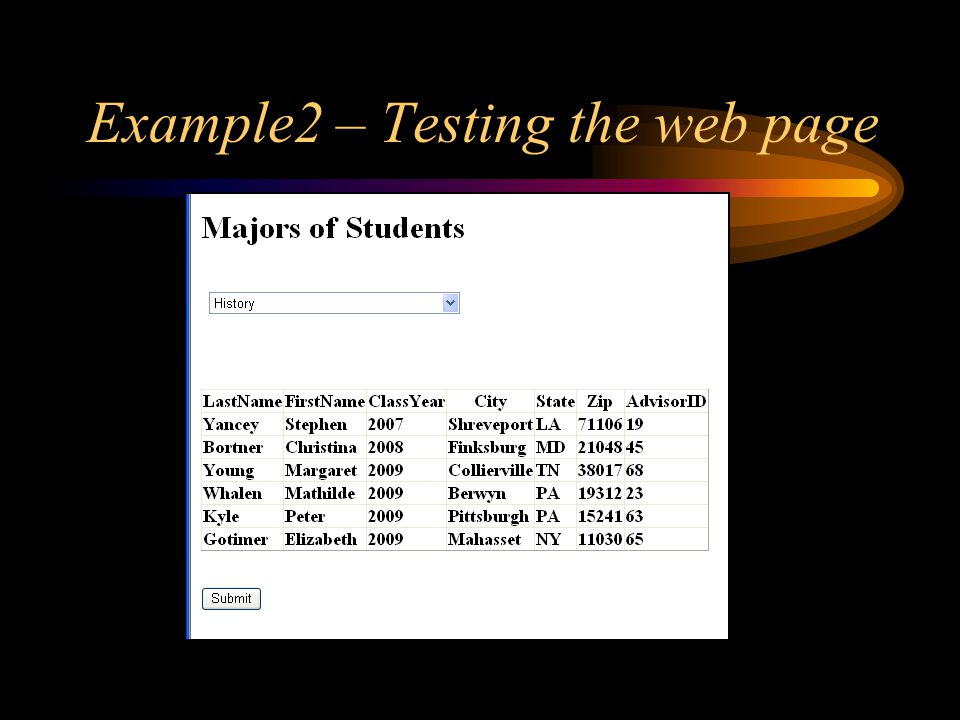 Example2 – Testing the web page