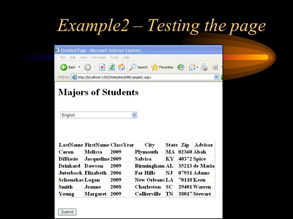Example2 – Testing the page
