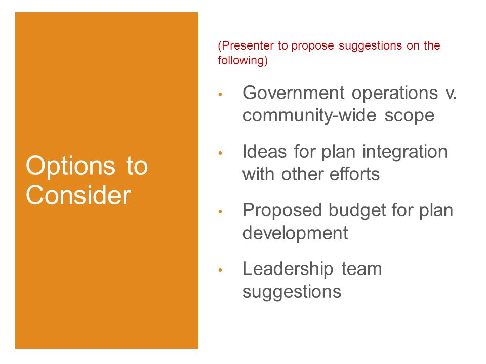 (Presenter to propose suggestions on the following) Government operations v.