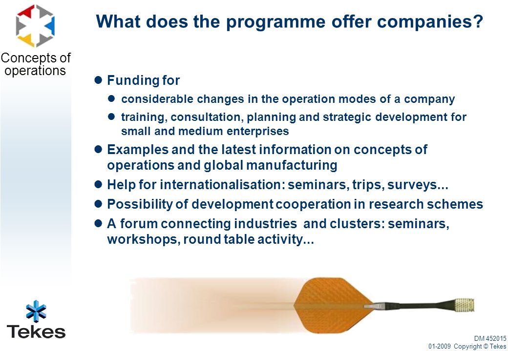 Concepts of operations What does the programme offer companies.