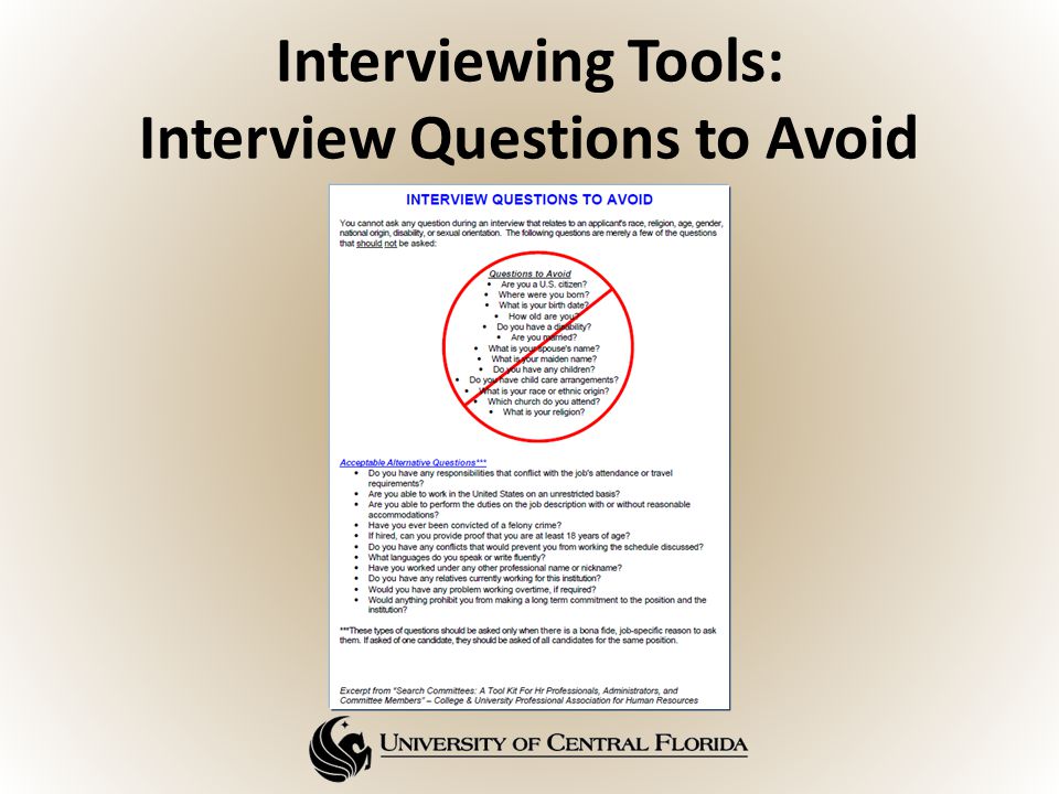 Interviewing Tools: Interview Questions to Avoid