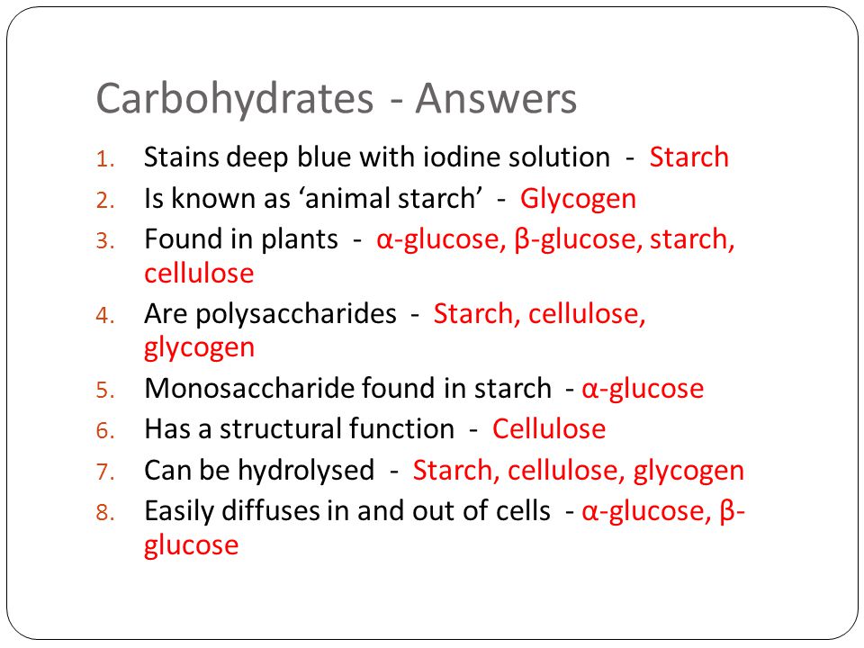  Starch, Glycogen and Cellulose. Starter Haemoglobin summary on  kerboodlekerboodle. - ppt download