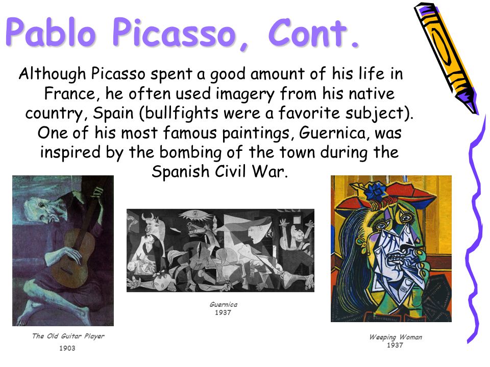 Pablo Picasso, Cont.