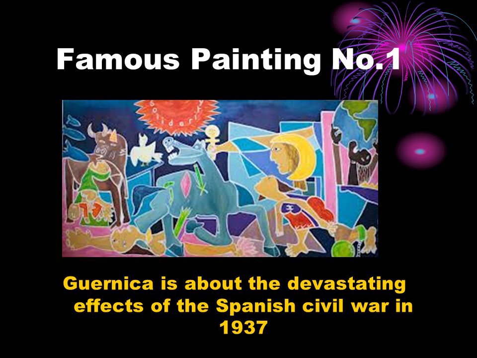 Famous Painting No.1 Guernica is about the devastating effects of the Spanish civil war in 1937