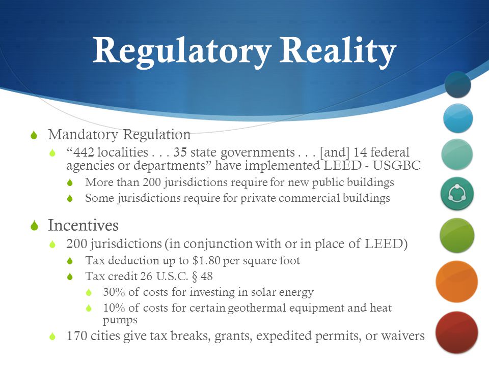 Regulatory Reality  Mandatory Regulation  442 localities...
