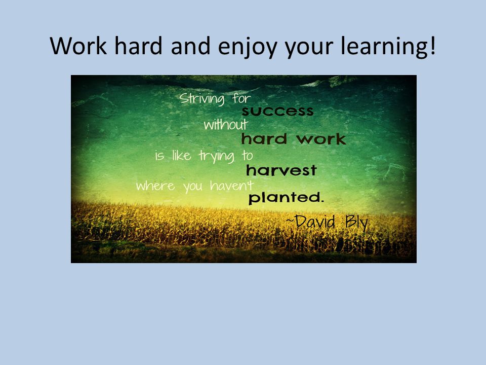 Work hard and enjoy your learning!