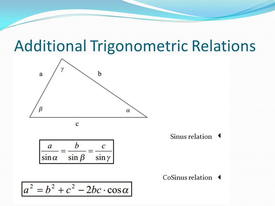Additional Trigonometric Relations Sinus relation CoSinus relation