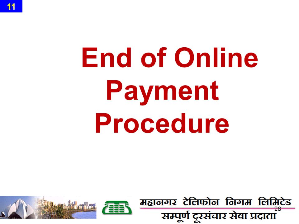 End of Online Payment Procedure 28 11