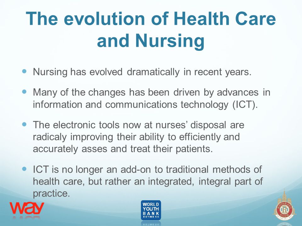 The evolution of Health Care and Nursing Nursing has evolved dramatically in recent years.