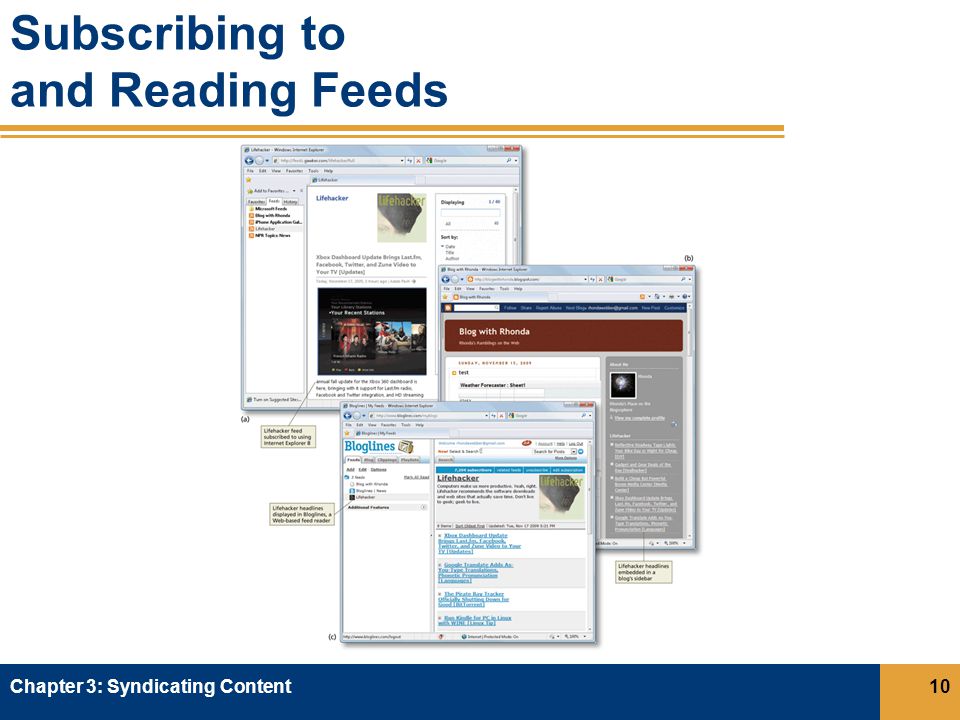 Subscribing to and Reading Feeds Chapter 3: Syndicating Content10
