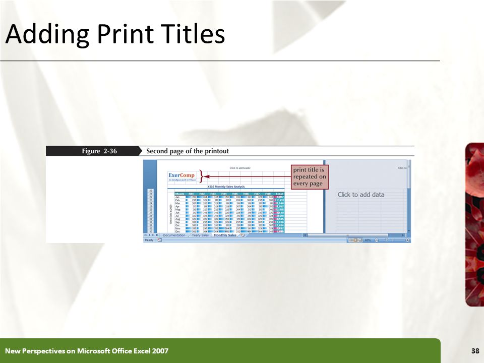 XP Adding Print Titles New Perspectives on Microsoft Office Excel