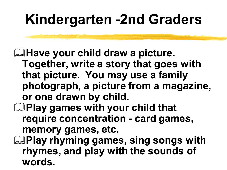  Have your child draw a picture. Together, write a story that goes with that picture.