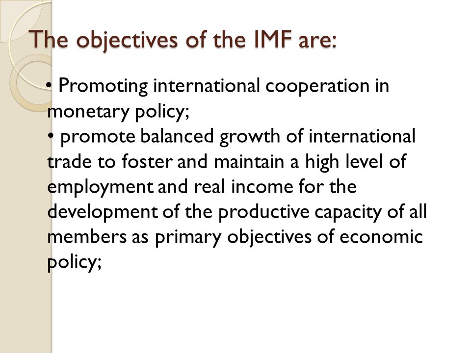 main objective of imf