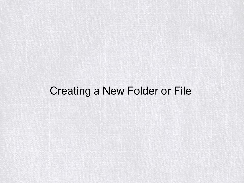 Creating a New Folder or File