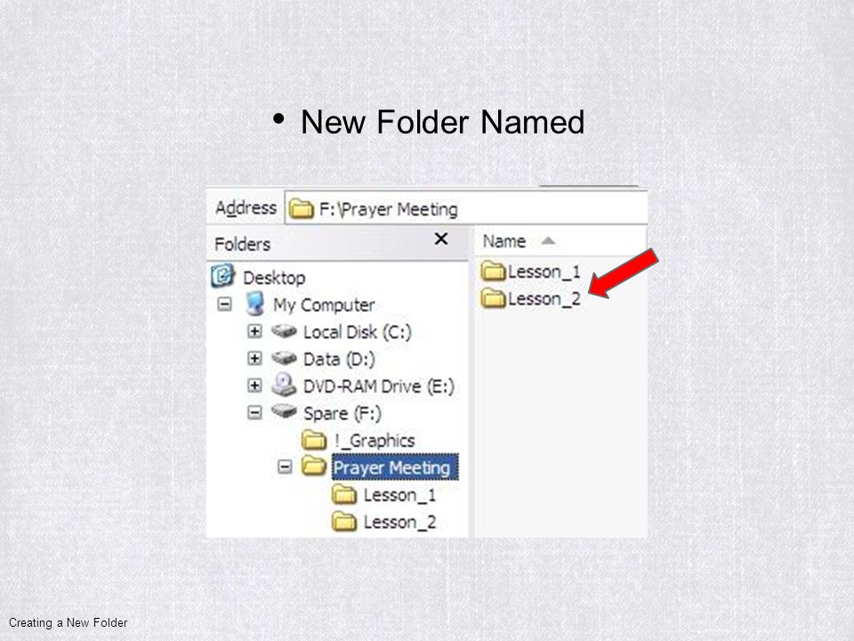 New Folder Named Creating a New Folder
