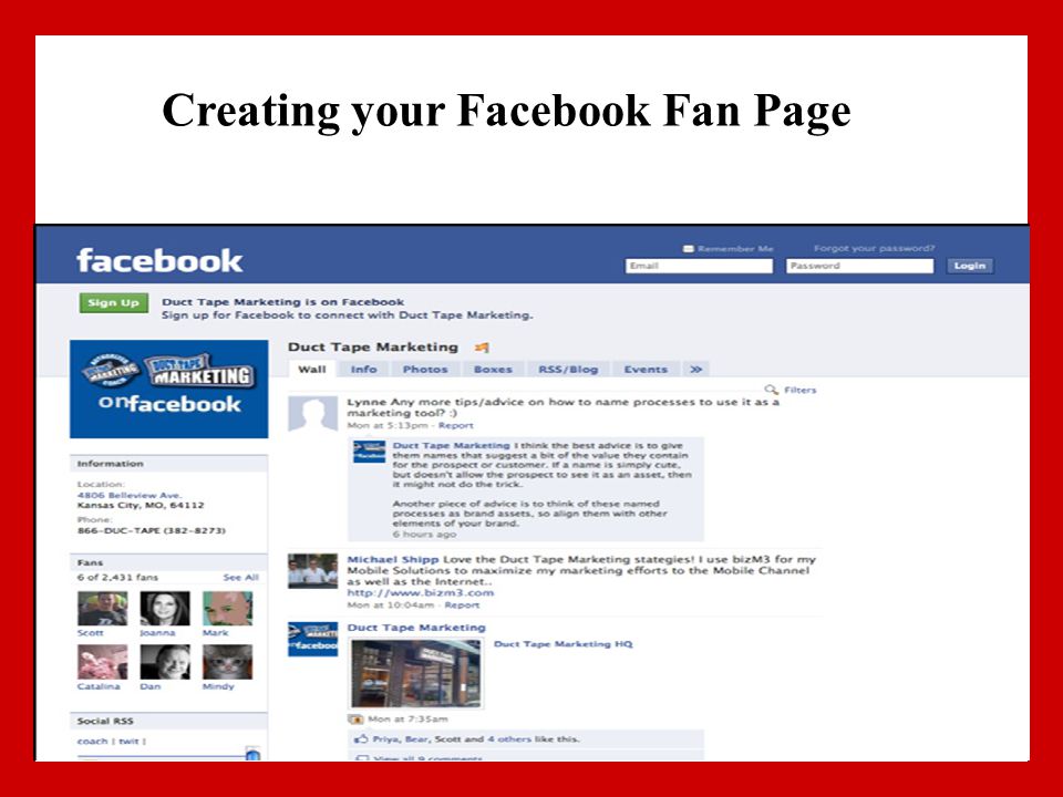 Creating your Facebook Fan Page
