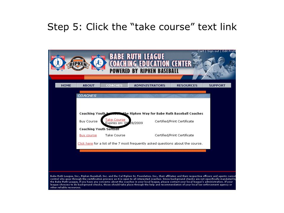 Step 5: Click the take course text link