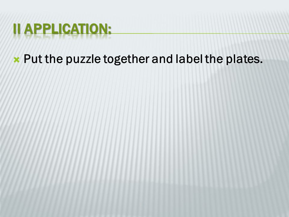  Put the puzzle together and label the plates.