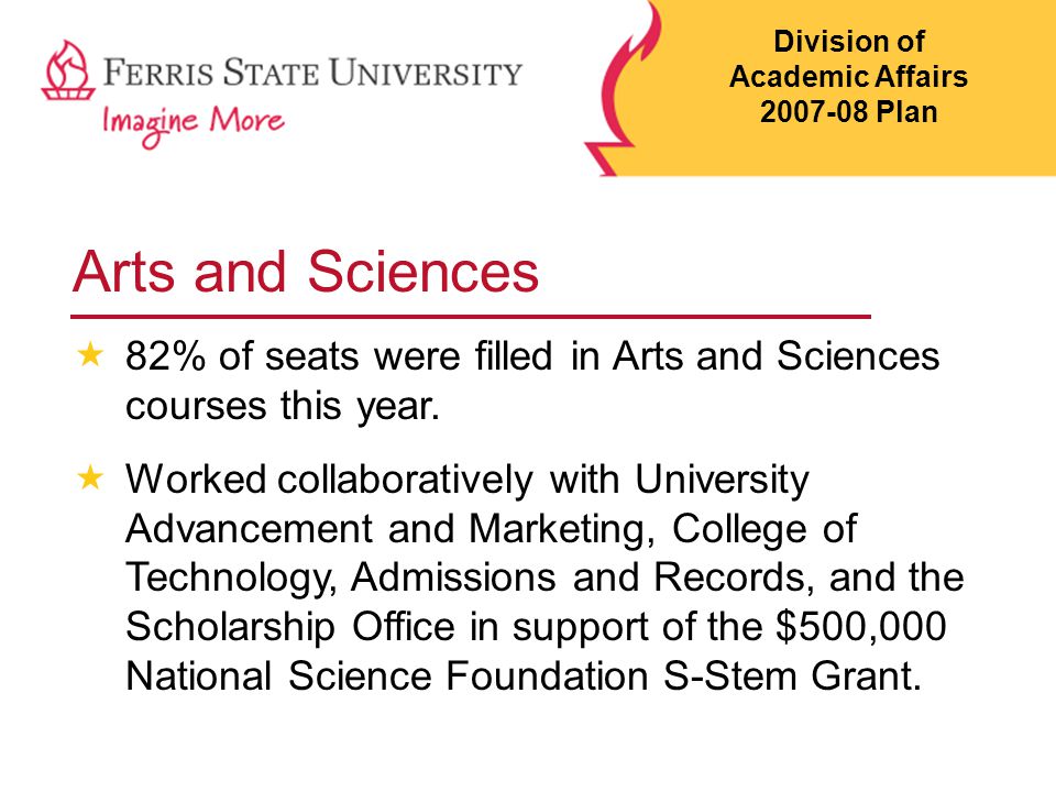 Arts and Sciences  82% of seats were filled in Arts and Sciences courses this year.