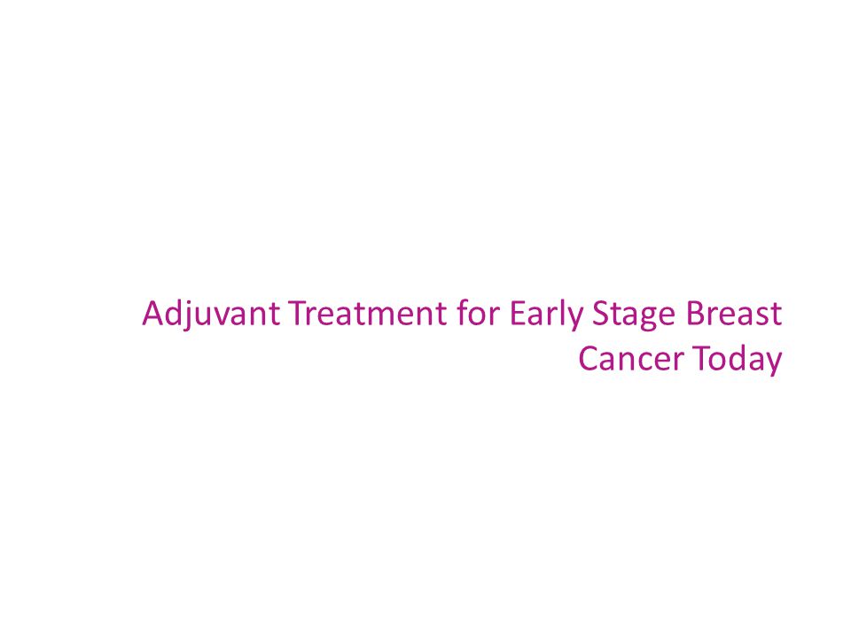 Adjuvant Treatment for Early Stage Breast Cancer Today