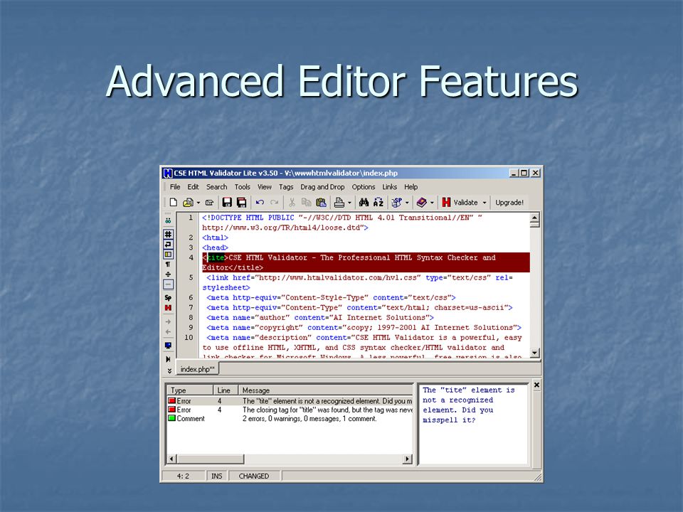 Advanced Editor Features