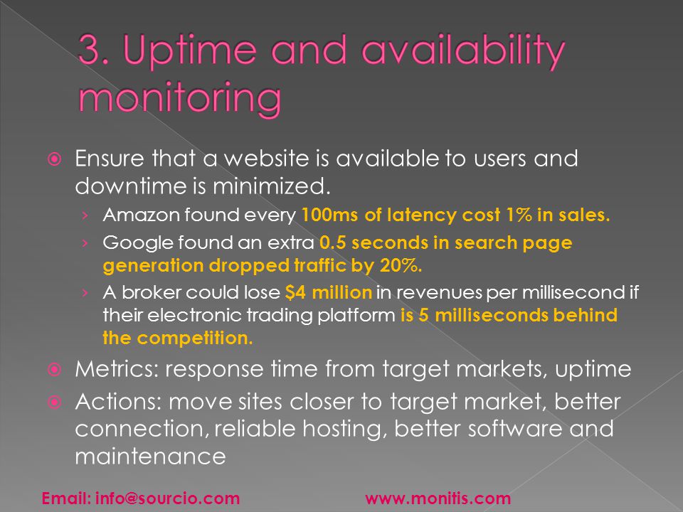  Ensure that a website is available to users and downtime is minimized.