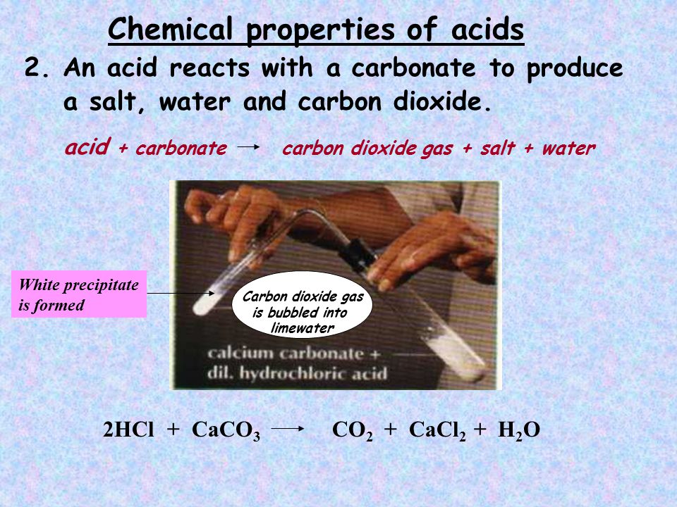 Chemical properties of acids 2.