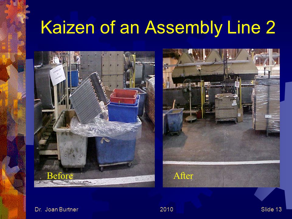 Dr. Joan Burtner2010Slide 13 Kaizen of an Assembly Line 2 BeforeAfter