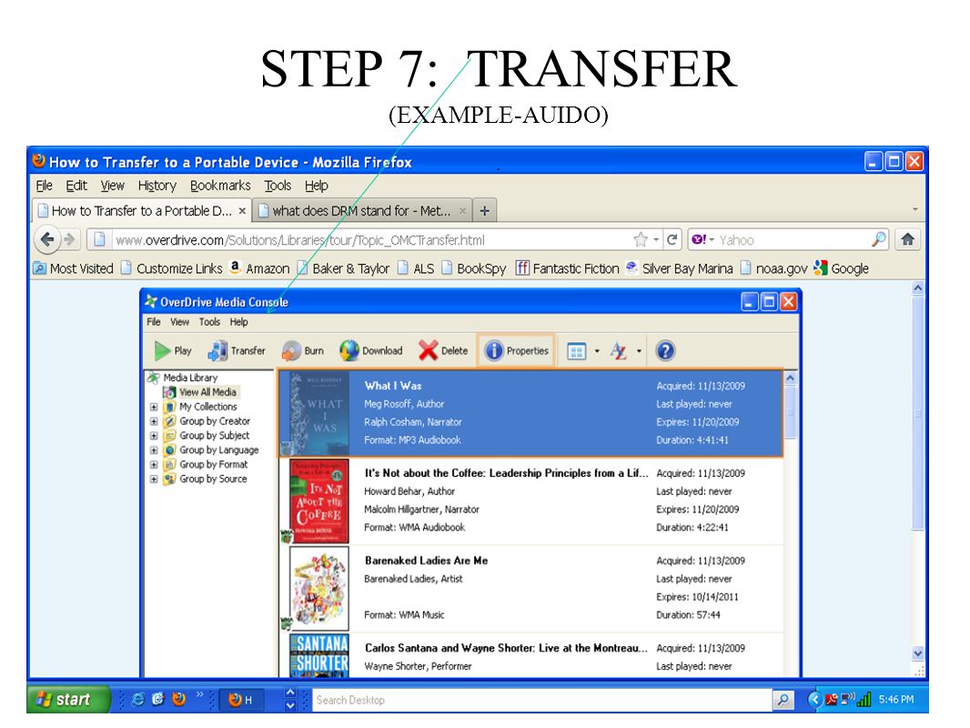 STEP 7: TRANSFER (EXAMPLE-AUIDO).