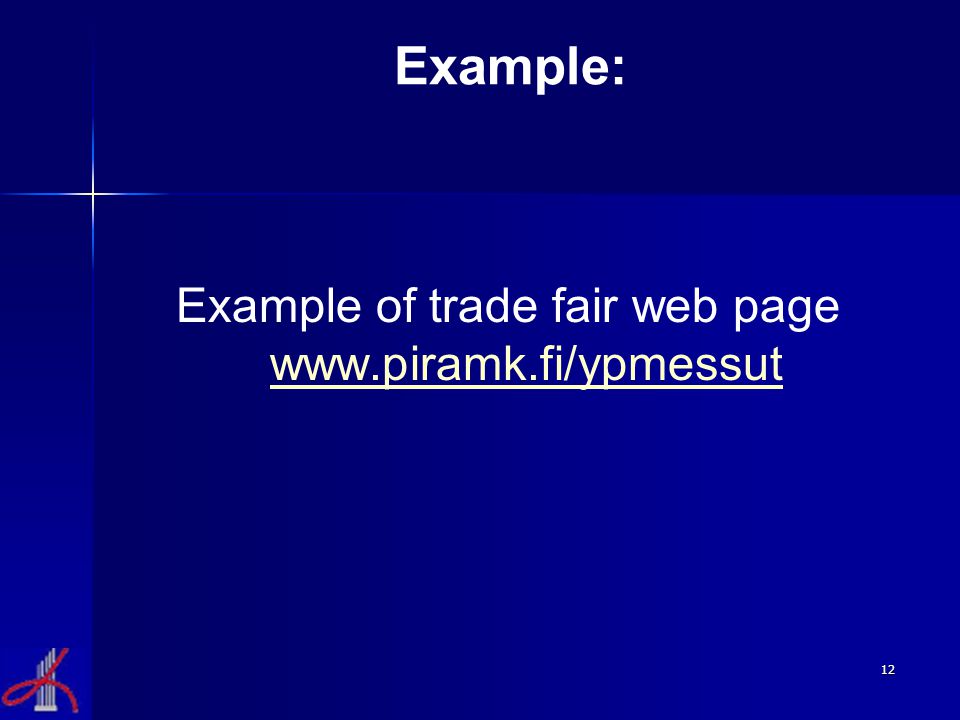 12 Example of trade fair web page     Example: