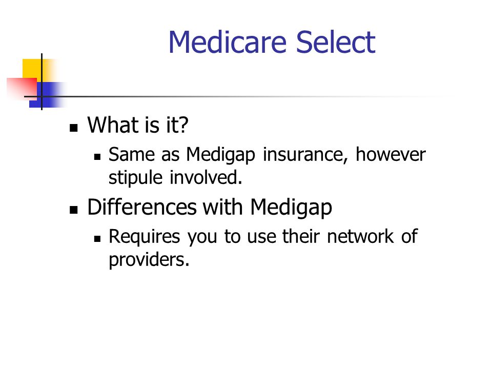 Medicare Select What is it. Same as Medigap insurance, however stipule involved.